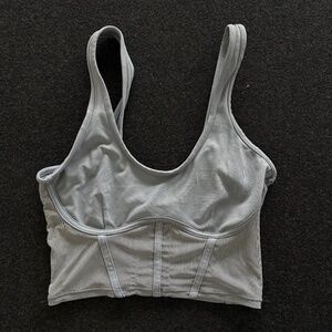 ALO Yoga Airbrush Mesh Corset Tank Top Steel Blue Size S Rare Discontinued